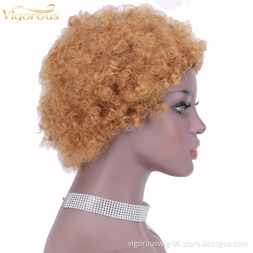 Afro curly wholesale inch short bob pixie cut wave blonde cheap glueless brazilian raw human hair wigs black women
